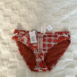 NWT Shade & Shore Swimsuit Bottoms - briwn, orange & white print - Size M (8-10)